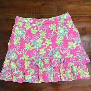 Lilly Pulitzer Vintage Cotton Ruffle Skirt Monkey Rock-A-Hula